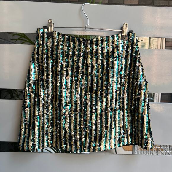Tularosa Multicolor Sequin Stripe Mini Skirt Size S - Picture 3 of 6